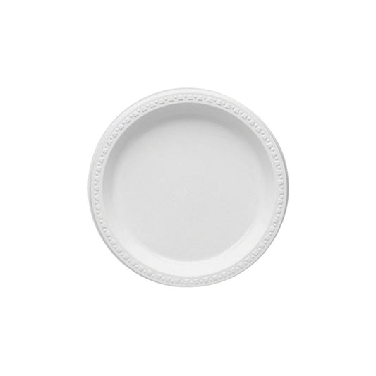 23cm White Plastic Paltes - 50pcs