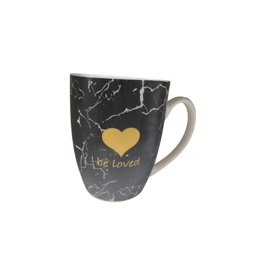 Golden Heart Black Ceramic Coffee Mug
