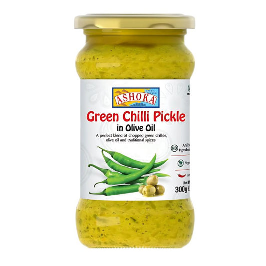 Ashoka Green Chilli Pickle  In Olive Oil - 300g