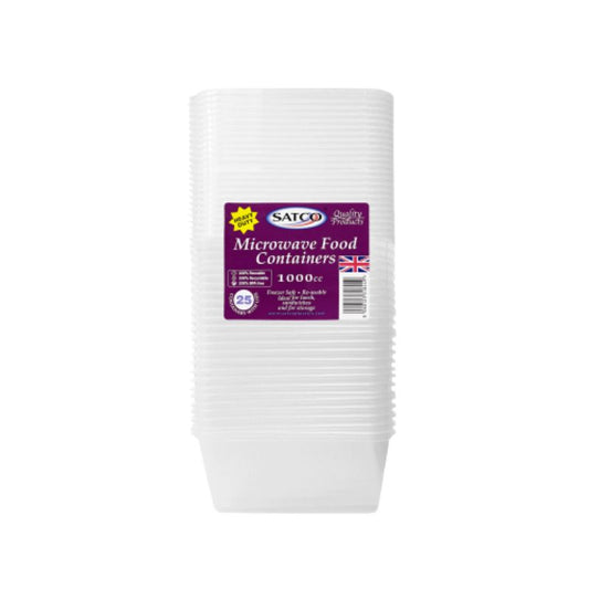 Microwave Food Containers 1000cc - 25pcs
