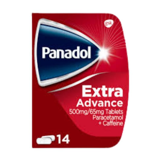 Panadol Extra Advanced 500MG|65MG Tablets Paracetaol+Caffeine - 14count