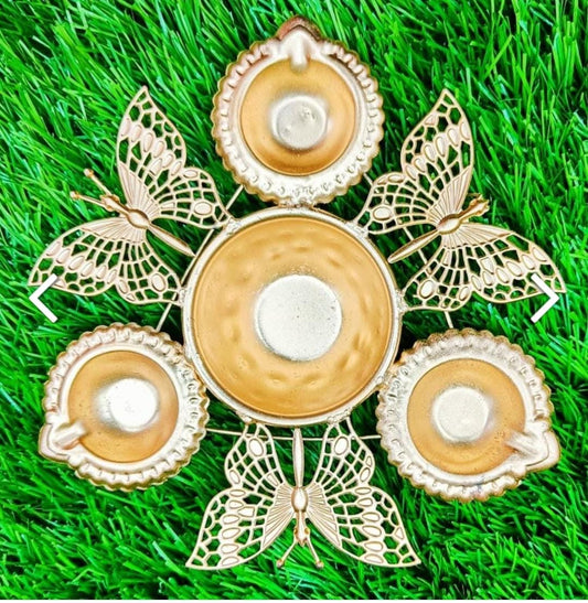 Brass Butterfly Diwali Decor Diya/Urli Diya (3 lamps in 1)