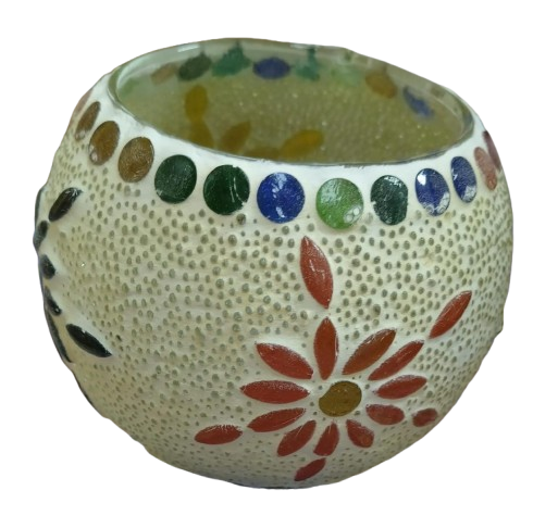 Decorative Glass Round Mosaic Candle Holder