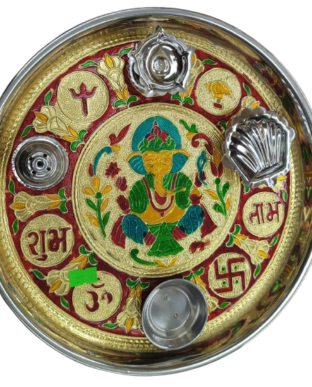 Pooja Thali Golden(Ganesh ji)